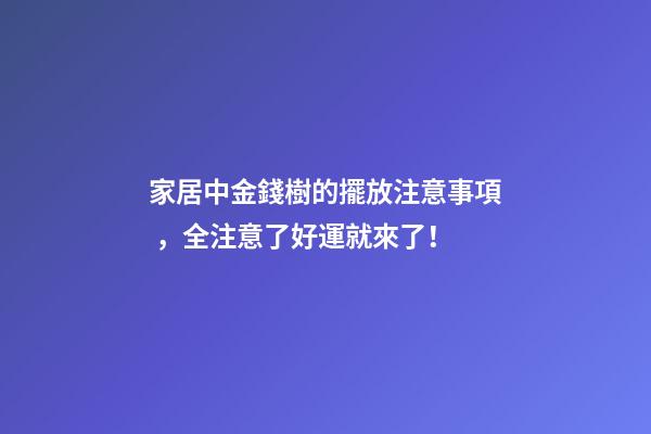 家居中金錢樹的擺放注意事項，全注意了好運就來了！